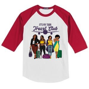 It's My Turn Travel Club Traveling Black African American Women Kids Colorblock Raglan Jersey