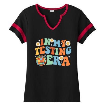 In My Testing Era, Funny Testing Teacher, Teaching Student Ladies Halftime Notch Neck Tee