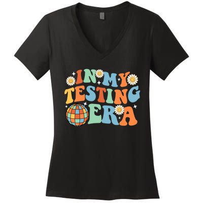 In My Testing Era, Funny Testing Teacher, Teaching Student Women's V-Neck T-Shirt