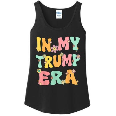 In My Trump Era Retro Groovy Trump 2024 Election Ladies Essential Tank