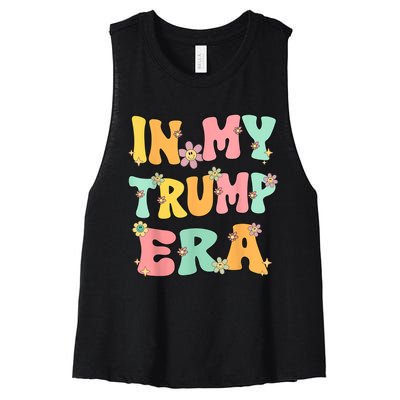 In My Trump Era Retro Groovy Trump 2024 Election Women's Racerback Cropped Tank