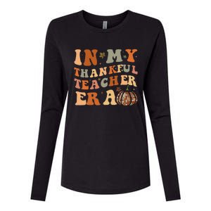 In My Thankful Teacher Era Cute Groovy Thanksgiving Teacher Womens Cotton Relaxed Long Sleeve T-Shirt