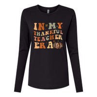 In My Thankful Teacher Era Cute Groovy Thanksgiving Teacher Womens Cotton Relaxed Long Sleeve T-Shirt