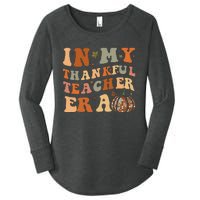 In My Thankful Teacher Era Cute Groovy Thanksgiving Teacher Women's Perfect Tri Tunic Long Sleeve Shirt