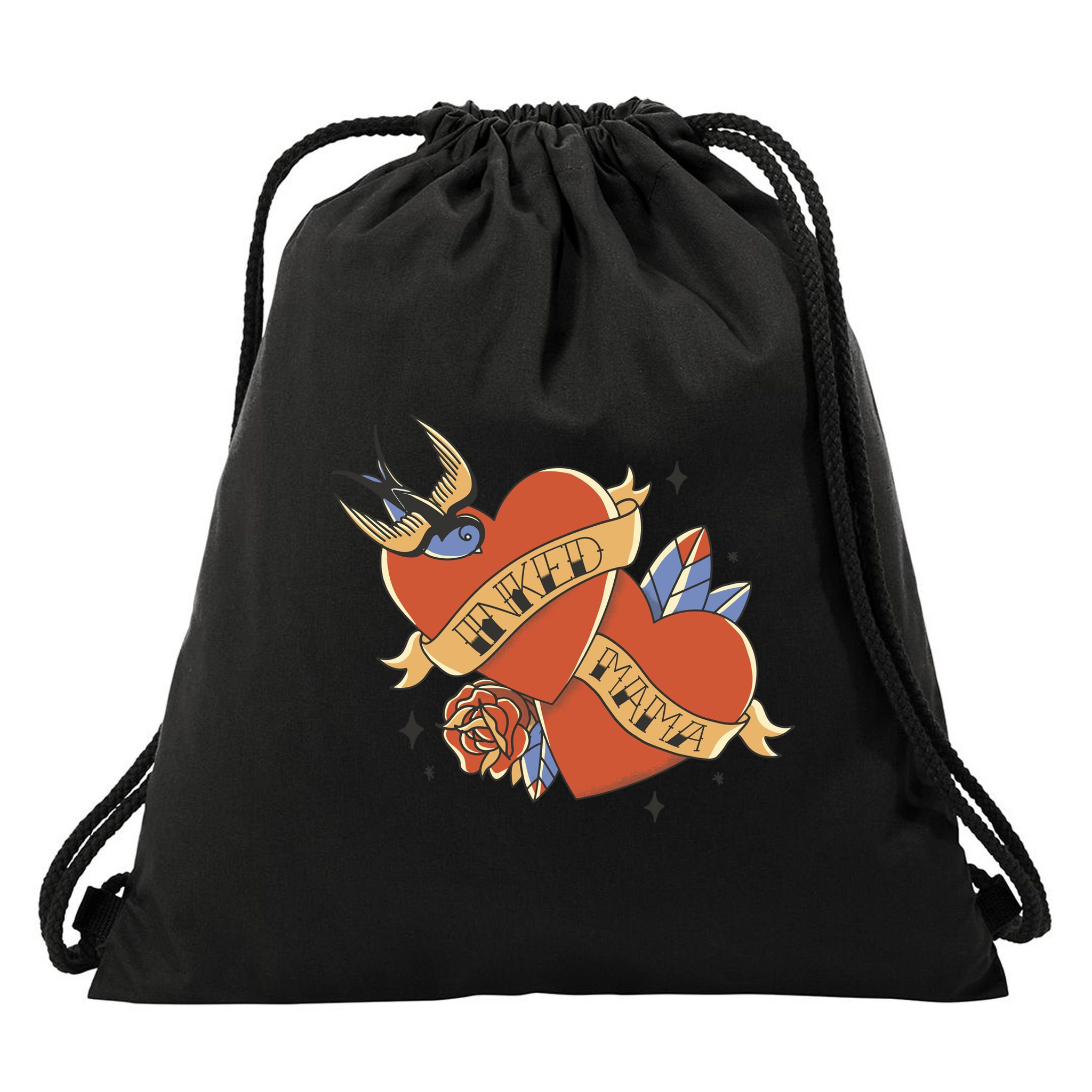 Inked Mama Tattoo Heart Drawstring Bag