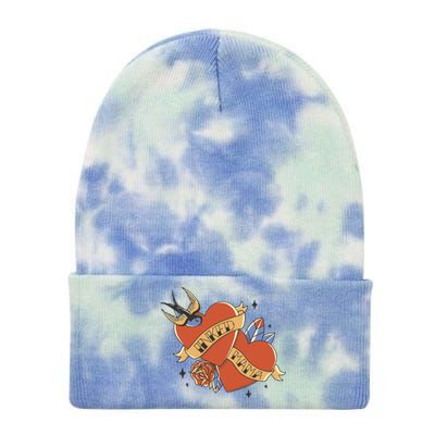 Inked Mama Tattoo Heart Tie Dye 12in Knit Beanie