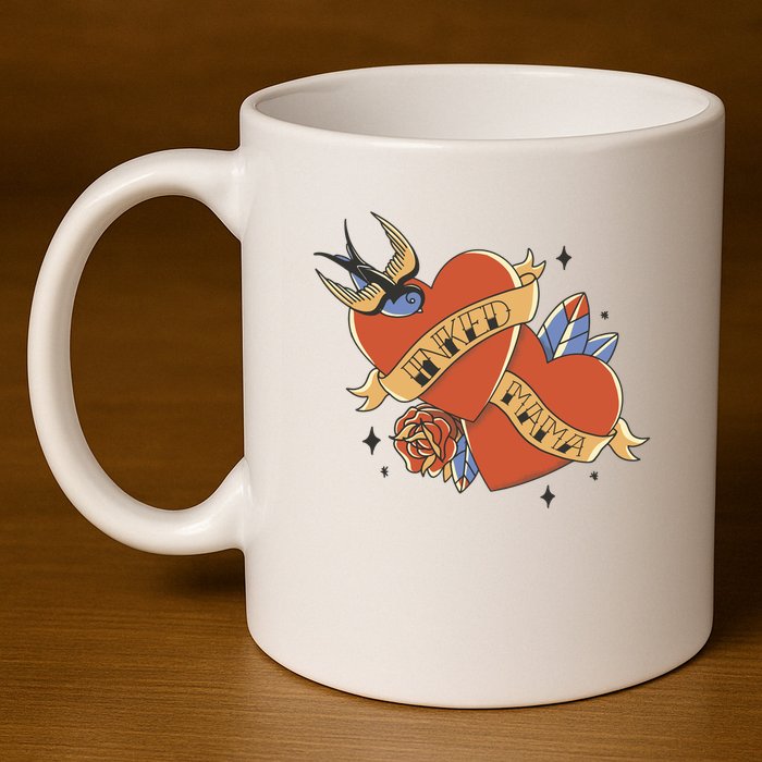 Inked Mama Tattoo Heart 11oz C Handle Ceramic Mug