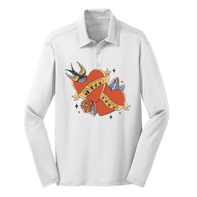 Inked Mama Tattoo Heart Silk Touch Performance Long Sleeve Polo