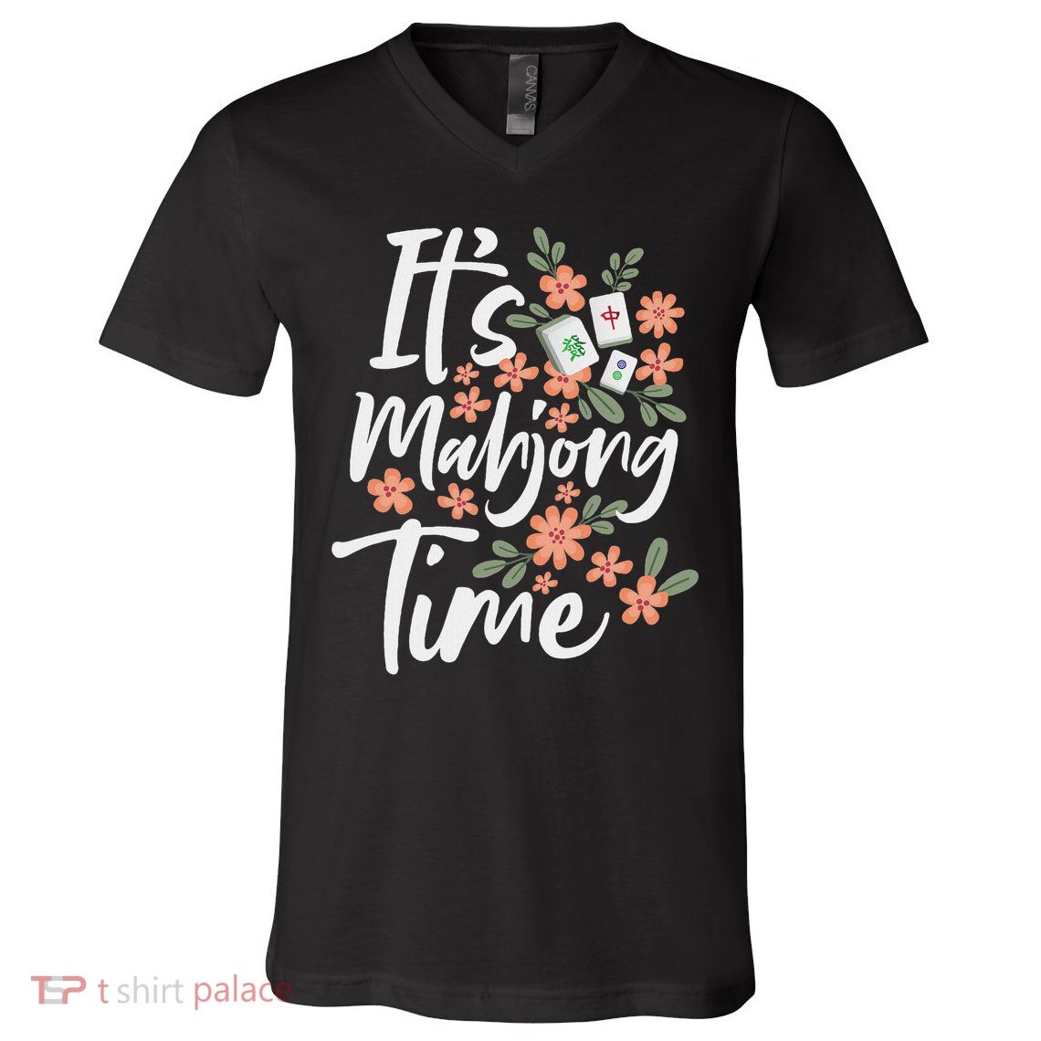 It's Mahjong Time Gambling Chinese Game Casino Player V-Neck T-Shirt