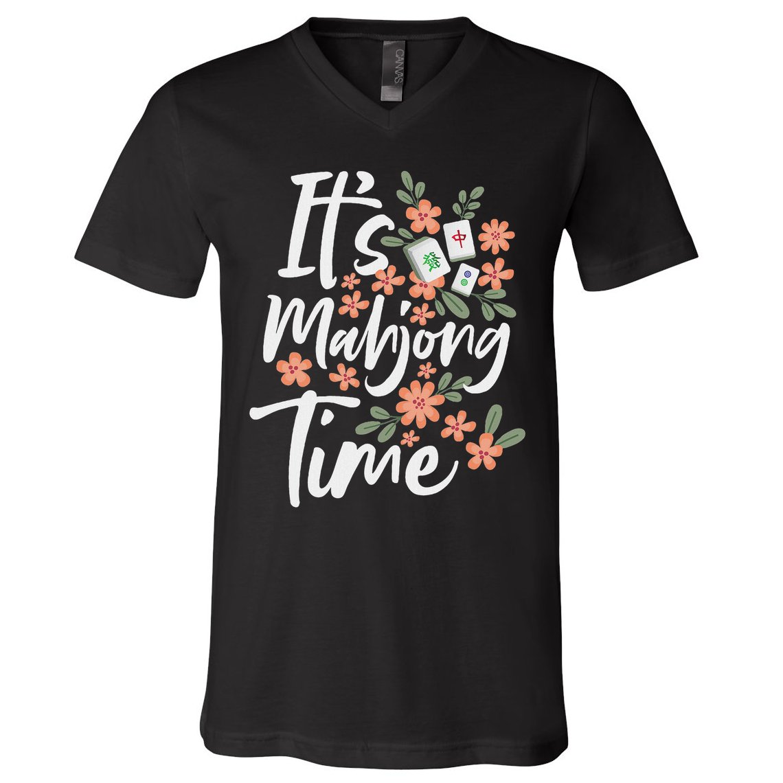 It's Mahjong Time Gambling Chinese Game Casino Player V-Neck T-Shirt