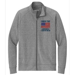 I Miss The America I Grew Up In American Patriotic Us Flag Stretch Full-Zip Cadet Jacket