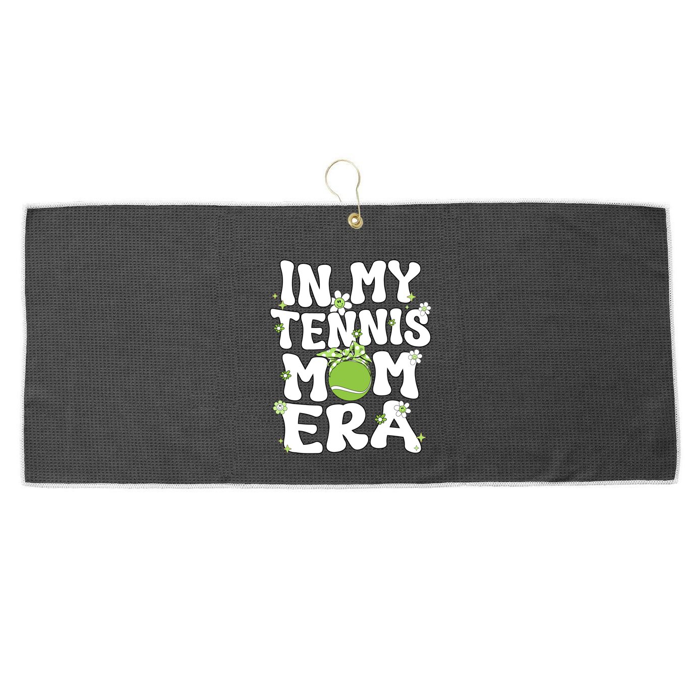 In My Tennis Mom Era Groovy Retro Mom Of Tennis Mama Great Gift Large Microfiber Waffle Golf Towel