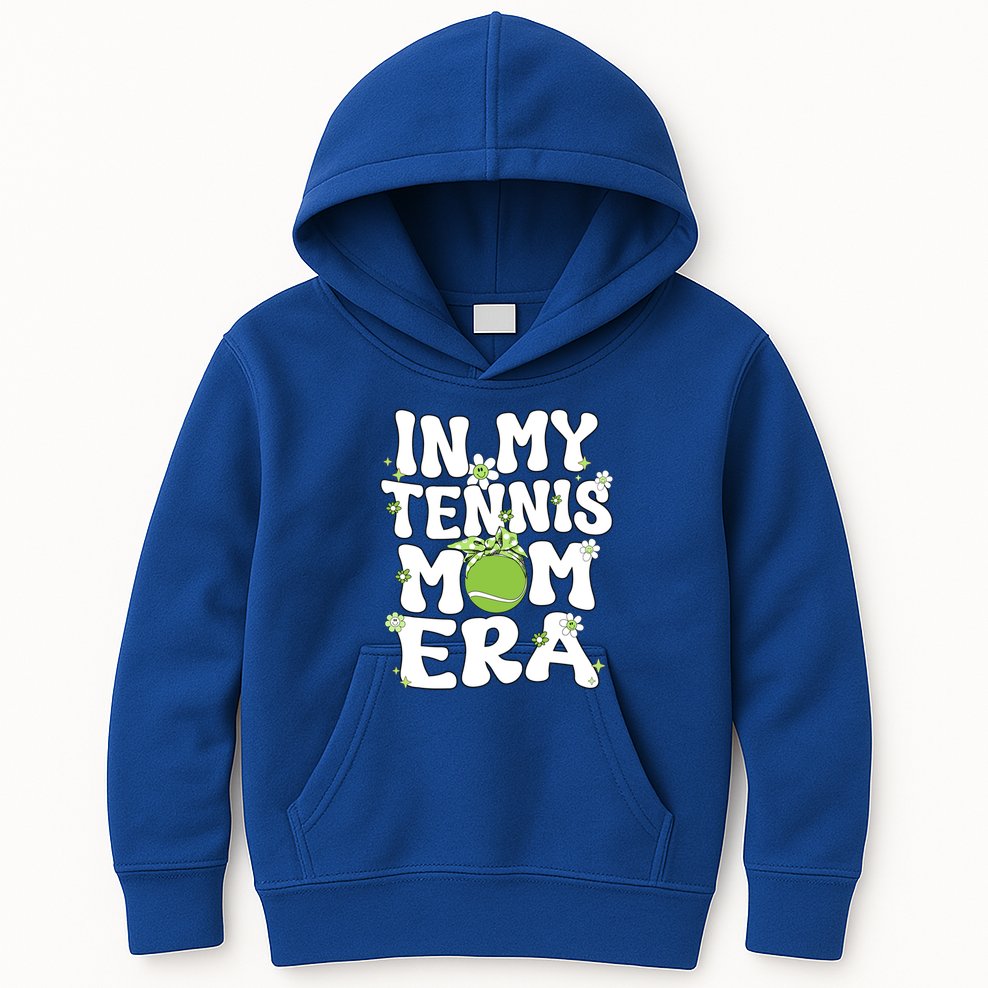 In My Tennis Mom Era Groovy Retro Mom Of Tennis Mama Great Gift Kids Hoodie