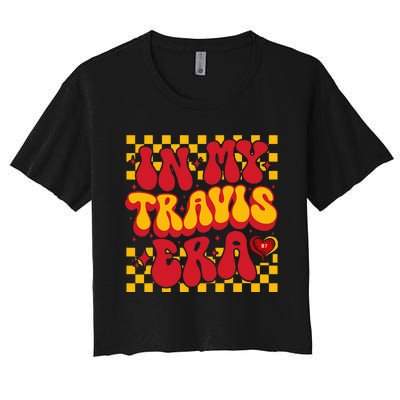 In My T.ravis E.ra Heart Love  Red Gold Design Women's Crop Top Tee