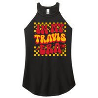 In My T.ravis E.ra Heart Love  Red Gold Design Women’s Perfect Tri Rocker Tank