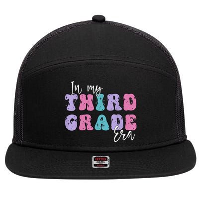 In My Third 3rd Grade Era Groovy Back To School Teacher Kids 7 Panel Mesh Trucker Snapback Hat