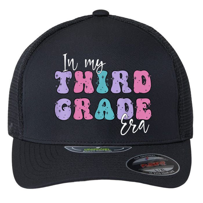 In My Third 3rd Grade Era Groovy Back To School Teacher Kids Flexfit Unipanel Trucker Cap