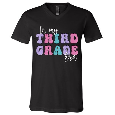 In My Third 3rd Grade Era Groovy Back To School Teacher Kids V-Neck T-Shirt
