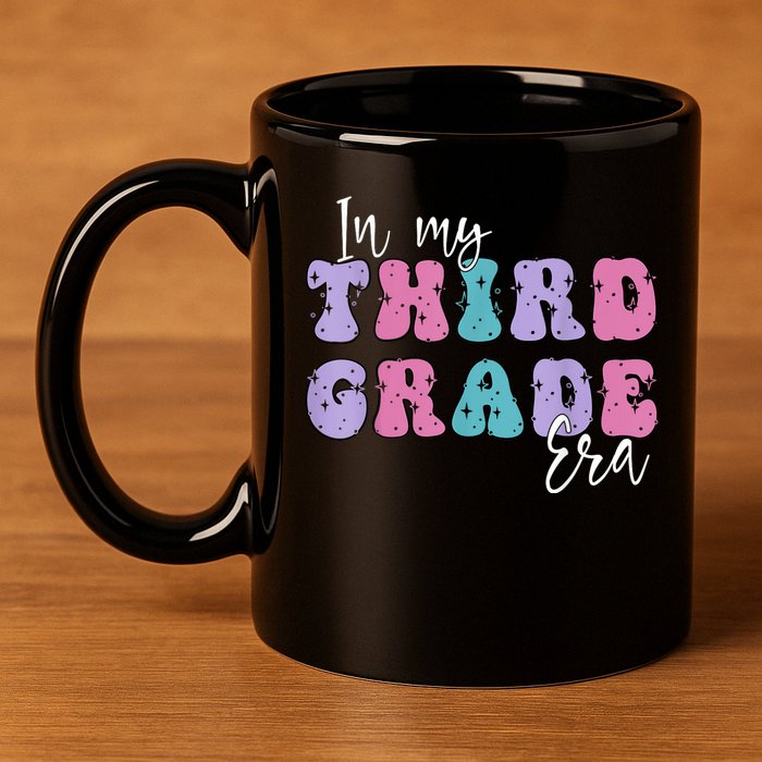 In My Third 3rd Grade Era Groovy Back To School Teacher Kids 11oz C Handle Ceramic Mug