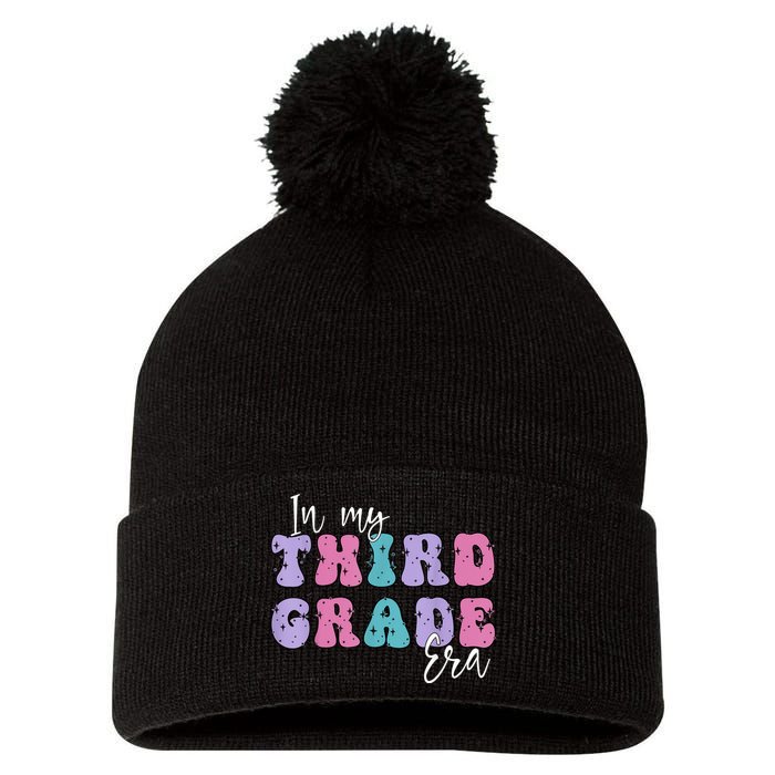 In My Third 3rd Grade Era Groovy Back To School Teacher Kids Pom Pom 12in Knit Beanie