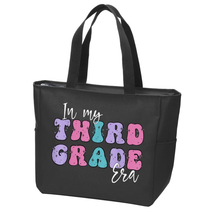In My Third 3rd Grade Era Groovy Back To School Teacher Kids Zip Tote Bag