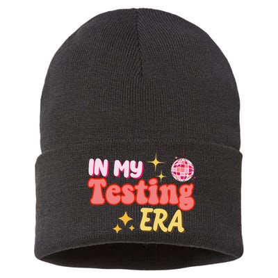 In My Testing Era Funny Testing Teacher Teaching Student Testing Sustainable Knit Beanie