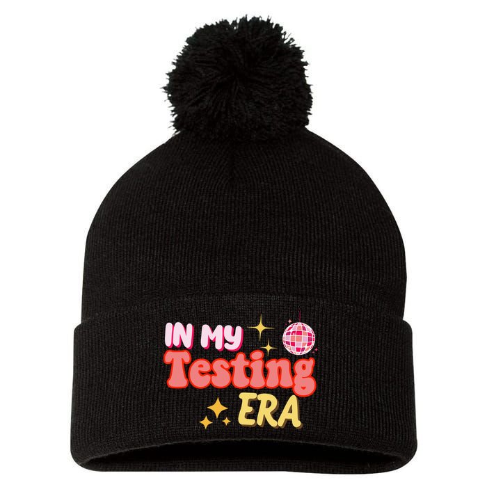 In My Testing Era Funny Testing Teacher Teaching Student Testing Pom Pom 12in Knit Beanie