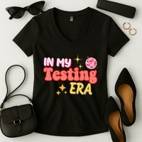 In My Testing Era Funny Testing Teacher Teaching Student Testing Women's V-Neck T-Shirt