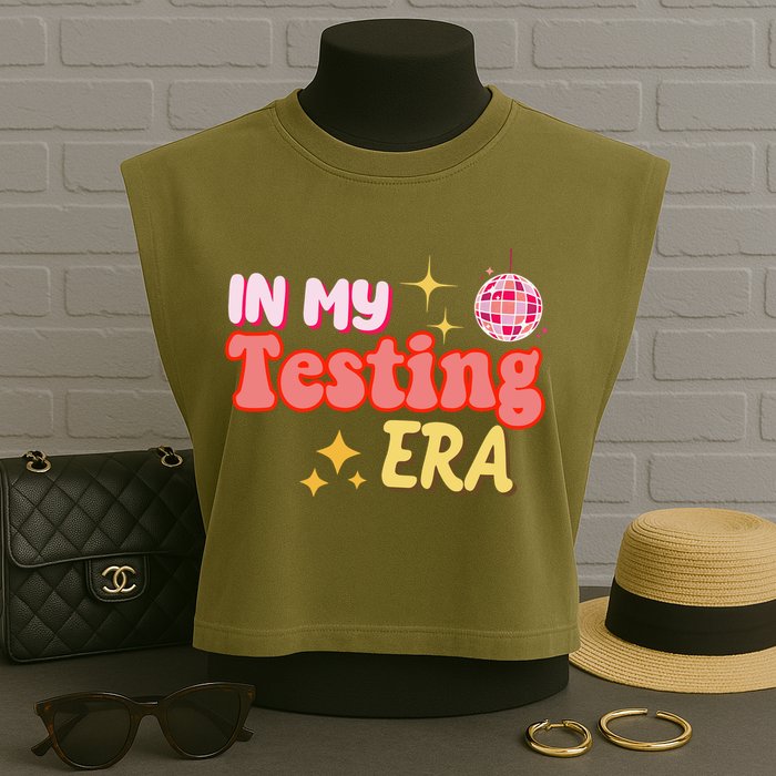 In My Testing Era Funny Testing Teacher Teaching Student Testing Garment-Dyed Women's Muscle Tee