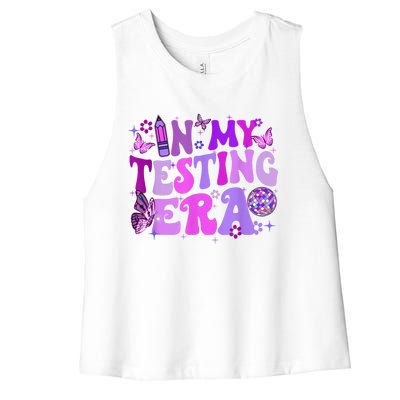 In My Testing Era Funny Teacher Exam Day Women's Racerback Cropped Tank