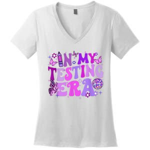 In My Testing Era Funny Teacher Exam Day Women's V-Neck T-Shirt