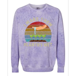 I Make Them Planties Wet Retro Funny Gardening Plants Lovers Colorblast Crewneck Sweatshirt