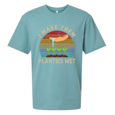 I Make Them Planties Wet Retro Funny Gardening Plants Lovers Sueded Cloud Jersey T-Shirt