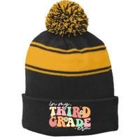 In My Third Grade Era Retro Back To School Teacher Student Stripe Pom Pom Beanie