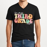 In My Third Grade Era Retro Back To School Teacher Student V-Neck T-Shirt