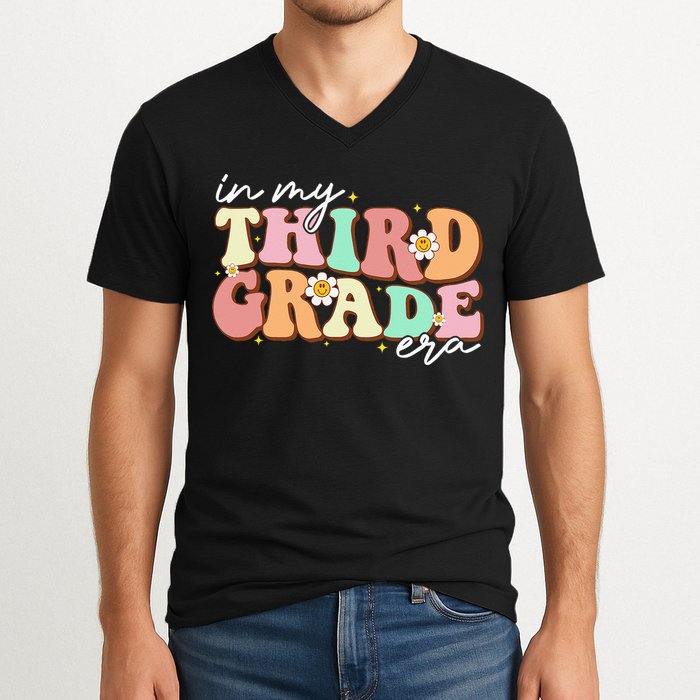 In My Third Grade Era Retro Back To School Teacher Student V-Neck T-Shirt