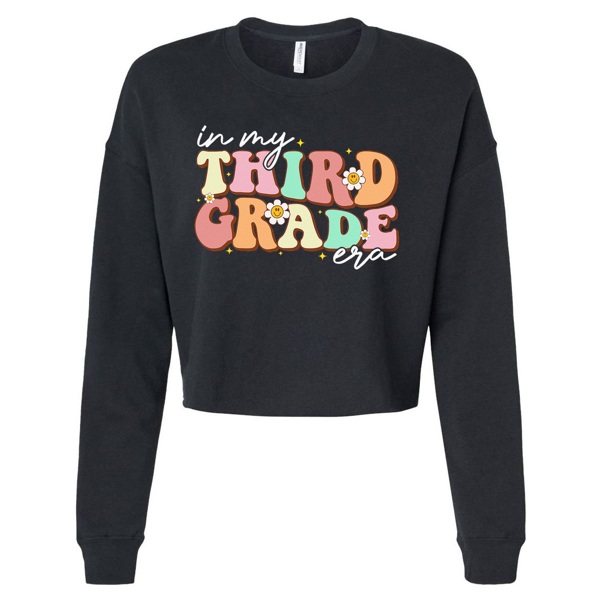 In My Third Grade Era Retro Back To School Teacher Student Cropped Pullover Crew