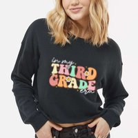 In My Third Grade Era Retro Back To School Teacher Student Cropped Pullover Crew