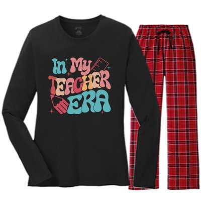 In My Teacher Era Teacher Appreciation Women's Long Sleeve Flannel Pajama Set 