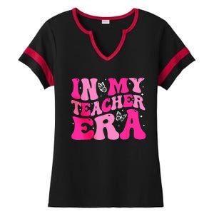 In My Teaching Era Best Teacher Appreciation Retro Groovy Ladies Halftime Notch Neck Tee