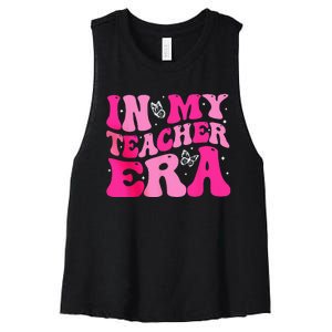 In My Teaching Era Best Teacher Appreciation Retro Groovy Women's Racerback Cropped Tank