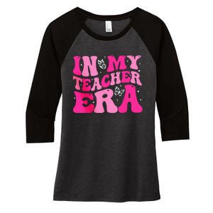 In My Teaching Era Best Teacher Appreciation Retro Groovy Women's Tri-Blend 3/4-Sleeve Raglan Shirt