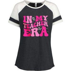 In My Teaching Era Best Teacher Appreciation Retro Groovy Enza Ladies Jersey Colorblock Tee