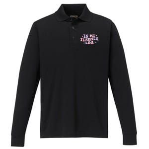 In My Teacher Era Back To School In My Teaching Era Pink Performance Long Sleeve Polo