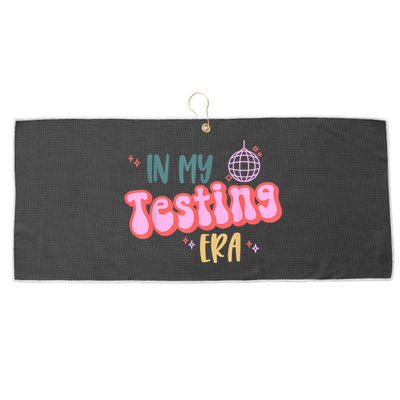In My Testing Era, Funny Testing Teacher, Teaching Student Large Microfiber Waffle Golf Towel