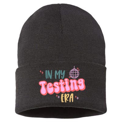 In My Testing Era, Funny Testing Teacher, Teaching Student Sustainable Knit Beanie