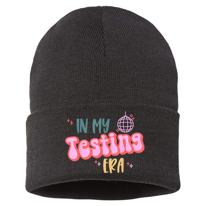 In My Testing Era, Funny Testing Teacher, Teaching Student Sustainable Knit Beanie