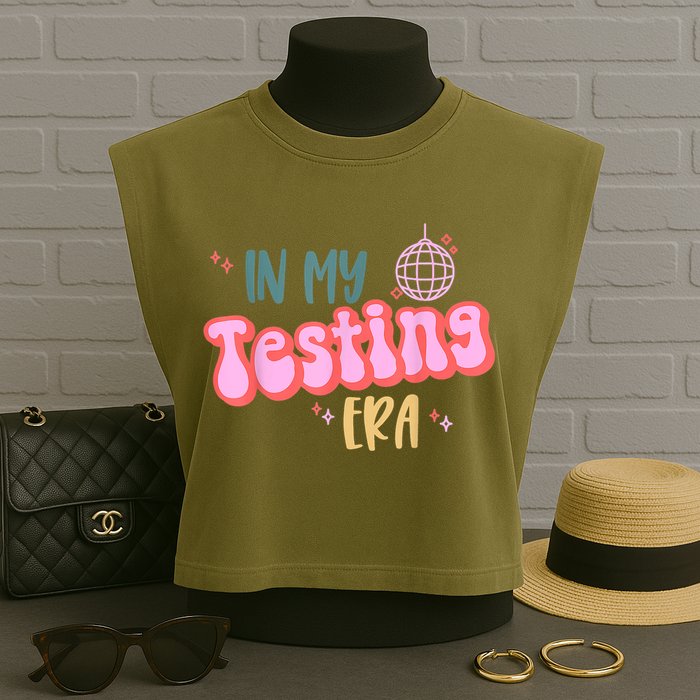 In My Testing Era, Funny Testing Teacher, Teaching Student Garment-Dyed Women's Muscle Tee