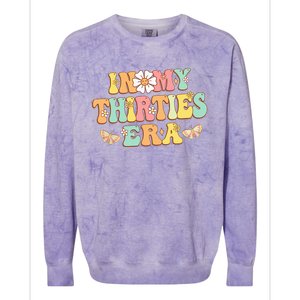 In My Thirties Era Groovy 30th Birthday 30S Colorblast Crewneck Sweatshirt