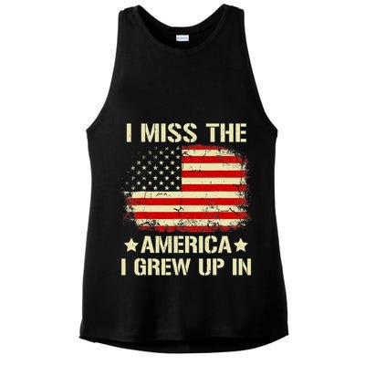 I Miss The America I Grew Up In American Flag Vintage Ladies PosiCharge Tri-Blend Wicking Tank